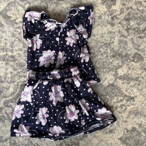 Rumi + Ryder Girls Matching Set Top and Skort Polka Dot Floral Navy Size S (6-7)